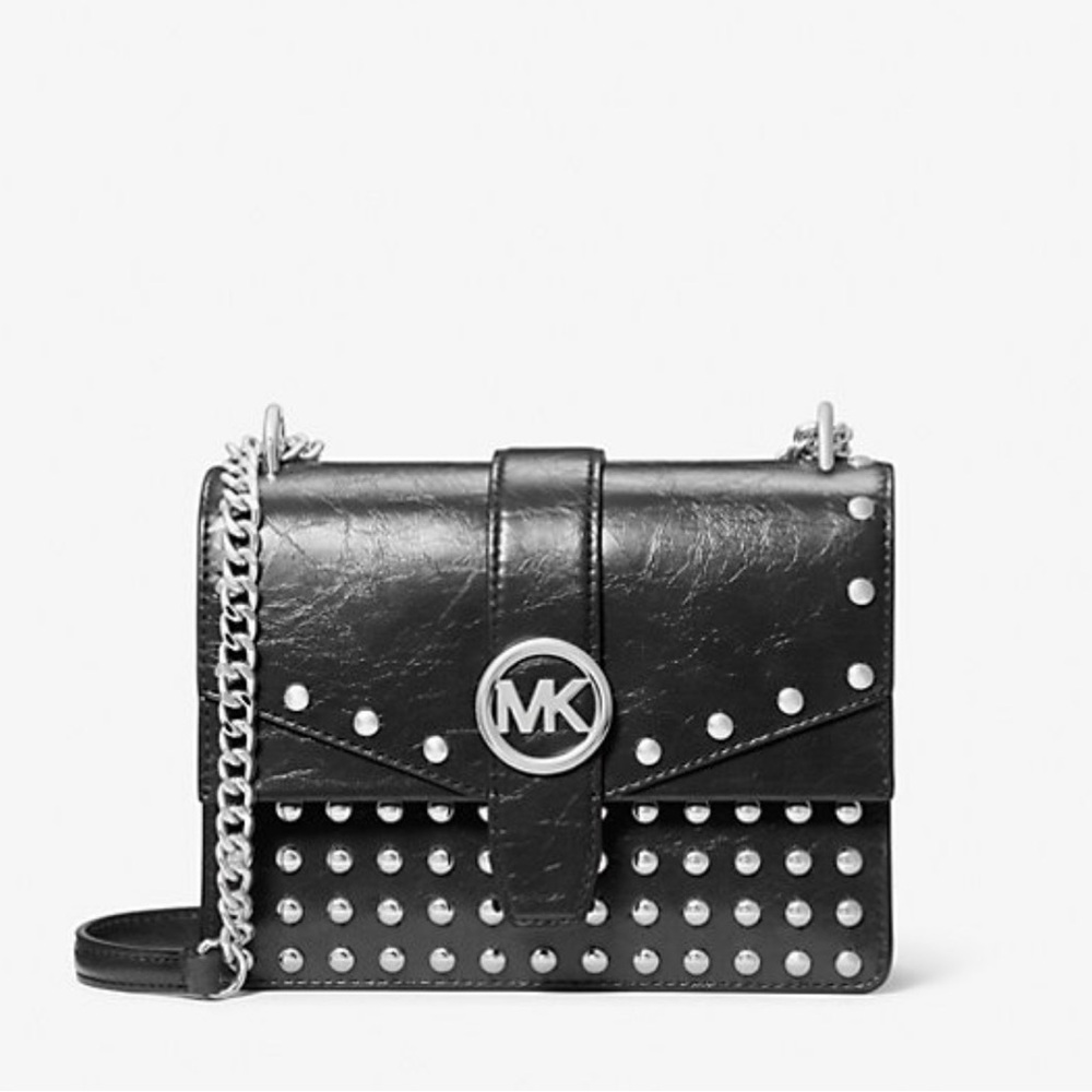 Michael Kors Black and Silver Studded shoulder Crossbody Bag